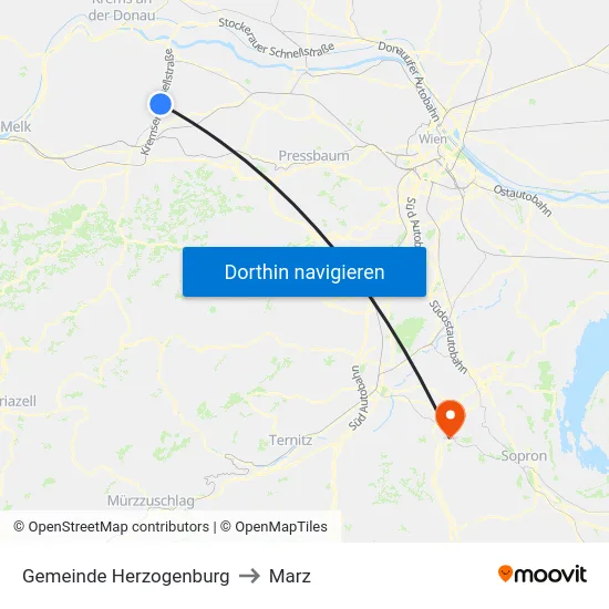 Gemeinde Herzogenburg to Marz map