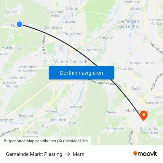 Gemeinde Markt Piesting to Marz map