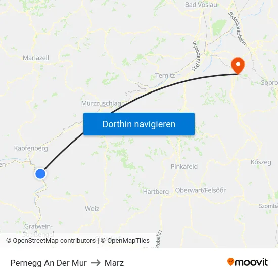 Pernegg An Der Mur to Marz map