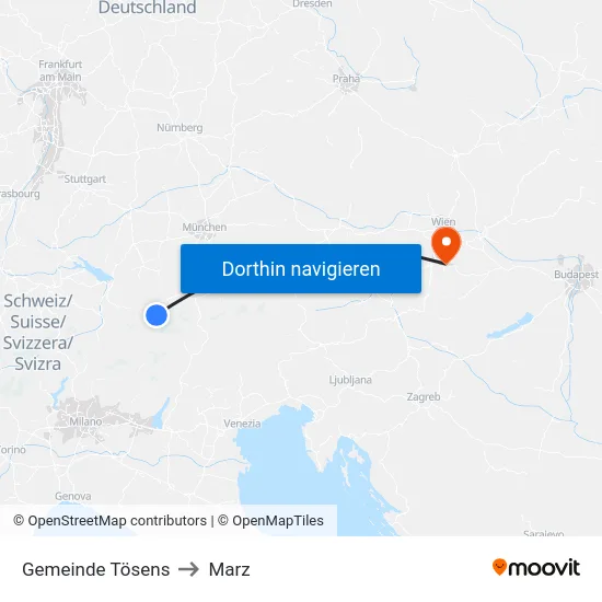 Gemeinde Tösens to Marz map