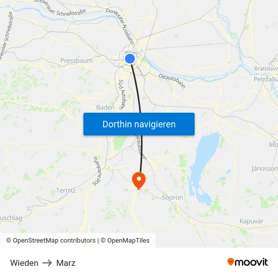 Wieden to Marz map