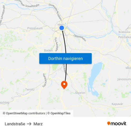 Landstraße to Marz map