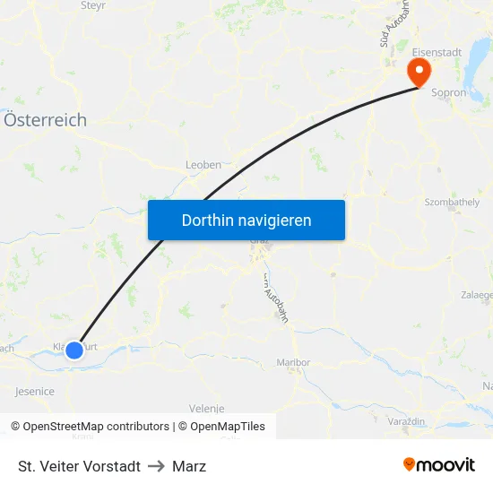 St. Veiter Vorstadt to Marz map