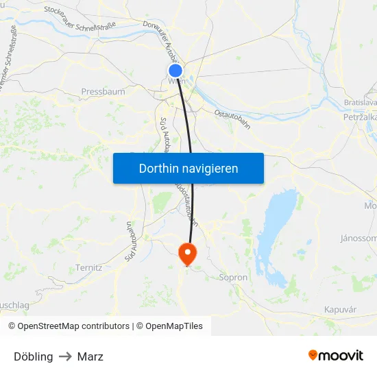 Döbling to Marz map
