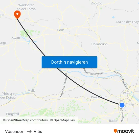 Vösendorf to Vitis map