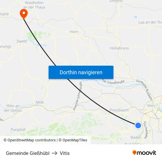 Gemeinde Gießhübl to Vitis map