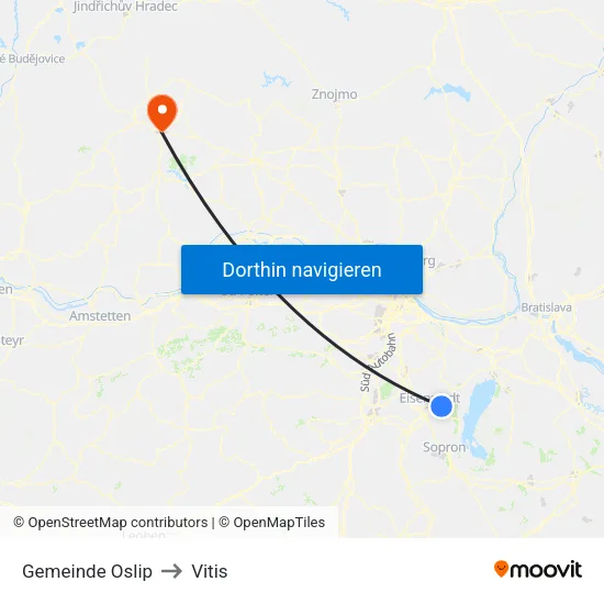 Gemeinde Oslip to Vitis map