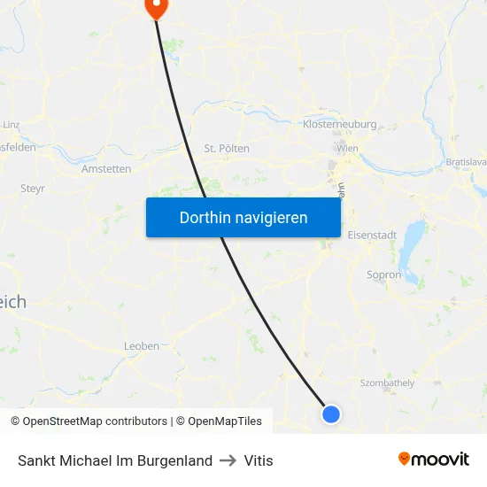 Sankt Michael Im Burgenland to Vitis map