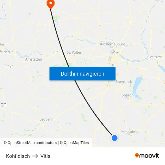 Kohfidisch to Vitis map