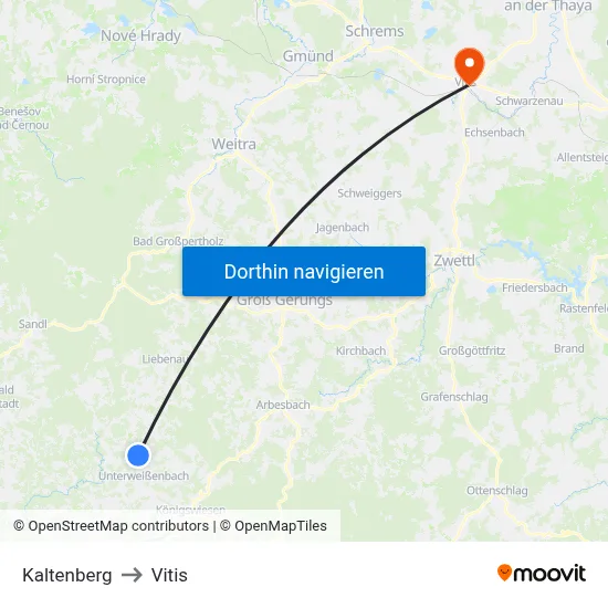 Kaltenberg to Vitis map