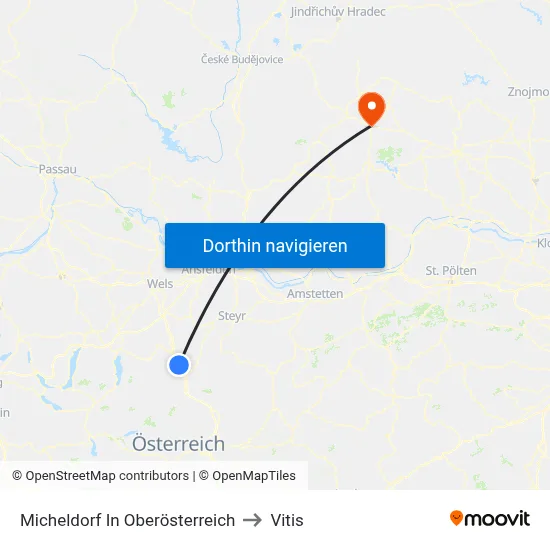 Micheldorf In Oberösterreich to Vitis map