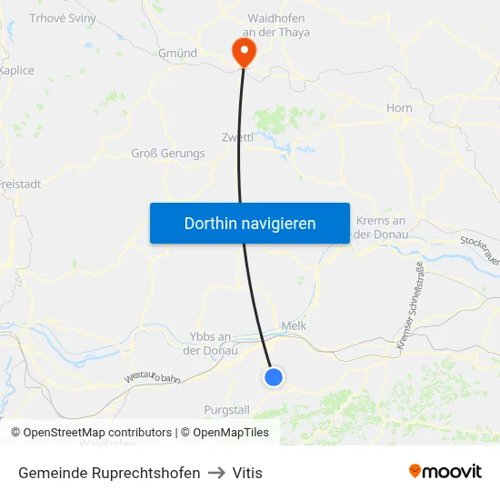 Gemeinde Ruprechtshofen to Vitis map
