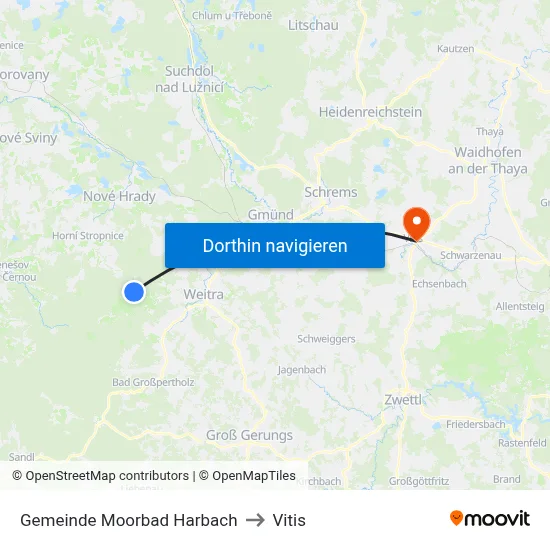 Gemeinde Moorbad Harbach to Vitis map
