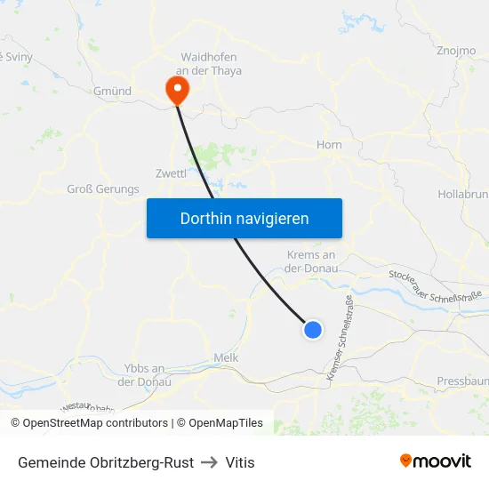 Gemeinde Obritzberg-Rust to Vitis map