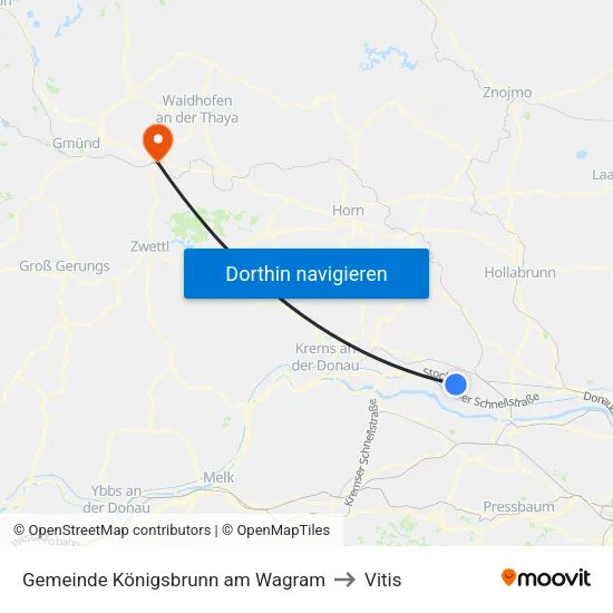 Gemeinde Königsbrunn am Wagram to Vitis map