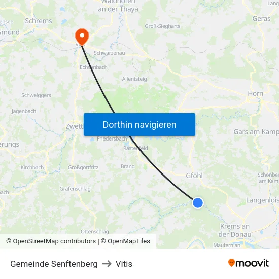 Gemeinde Senftenberg to Vitis map