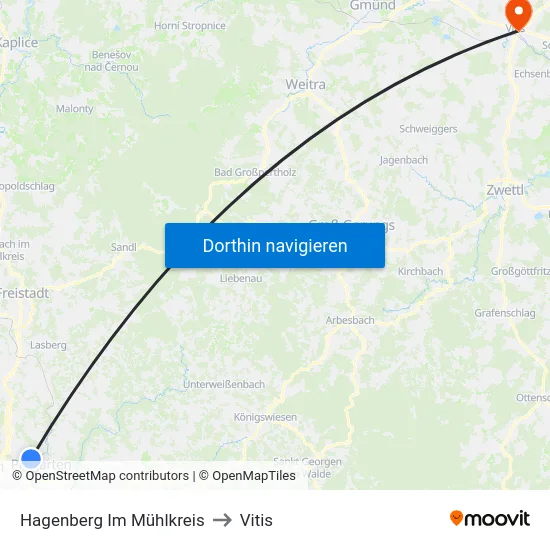 Hagenberg Im Mühlkreis to Vitis map
