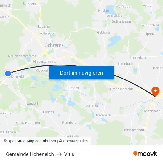 Gemeinde Hoheneich to Vitis map