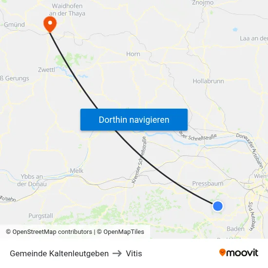 Gemeinde Kaltenleutgeben to Vitis map