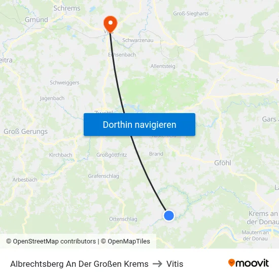 Albrechtsberg An Der Großen Krems to Vitis map
