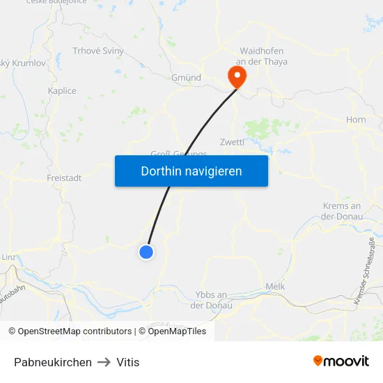 Pabneukirchen to Vitis map