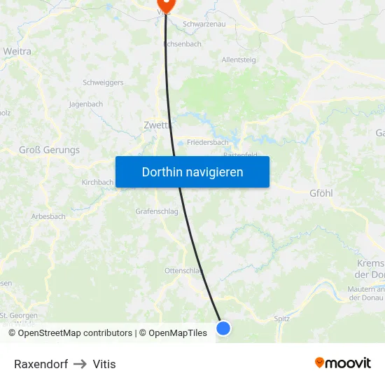 Raxendorf to Vitis map