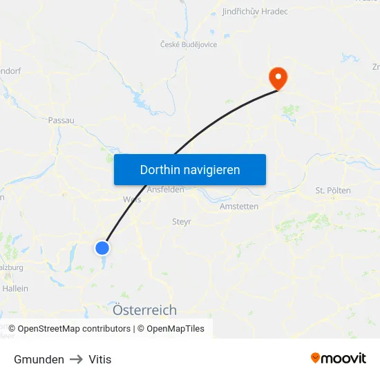 Gmunden to Vitis map