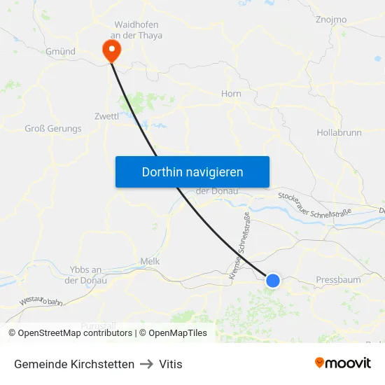 Gemeinde Kirchstetten to Vitis map