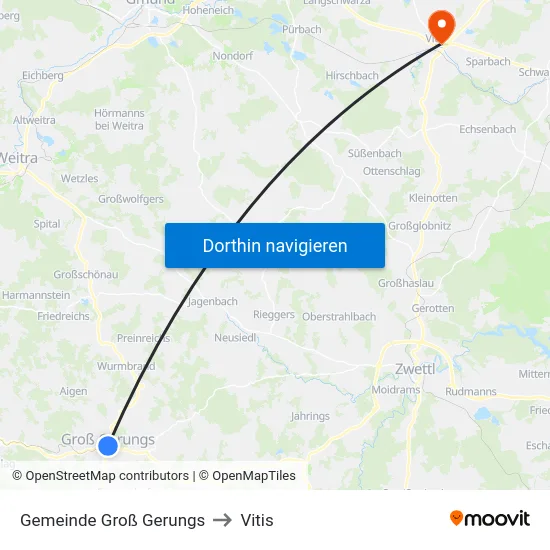 Gemeinde Groß Gerungs to Vitis map