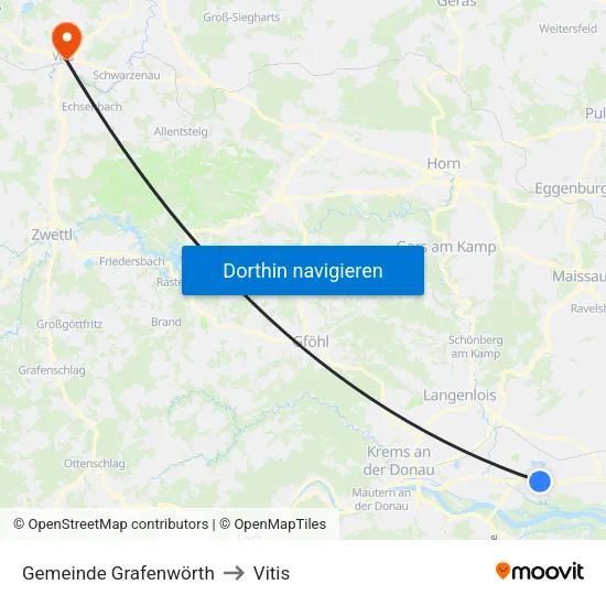 Gemeinde Grafenwörth to Vitis map