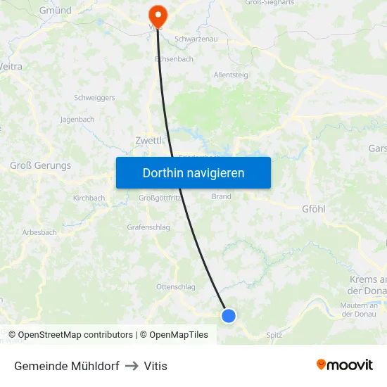 Gemeinde Mühldorf to Vitis map