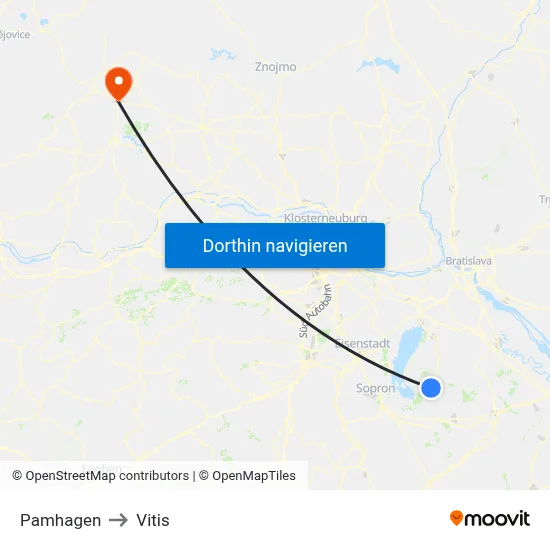 Pamhagen to Vitis map