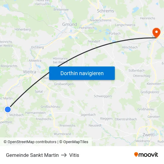 Gemeinde Sankt Martin to Vitis map