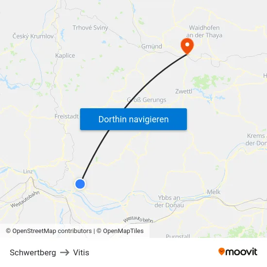 Schwertberg to Vitis map