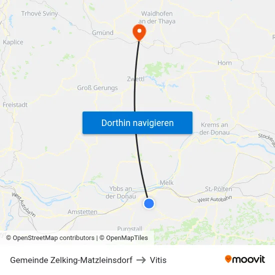 Gemeinde Zelking-Matzleinsdorf to Vitis map