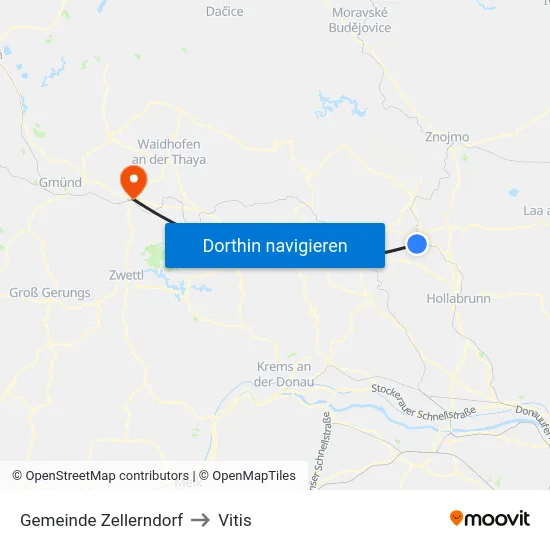 Gemeinde Zellerndorf to Vitis map