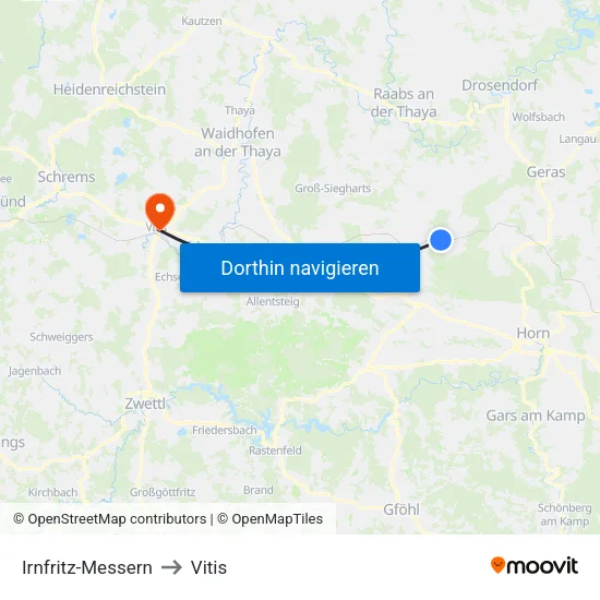 Irnfritz-Messern to Vitis map
