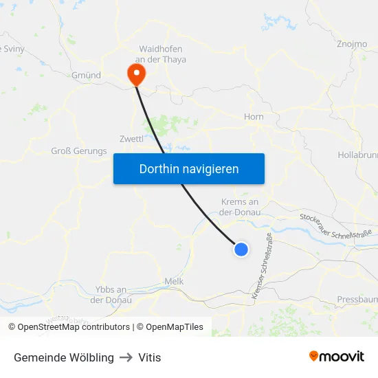 Gemeinde Wölbling to Vitis map