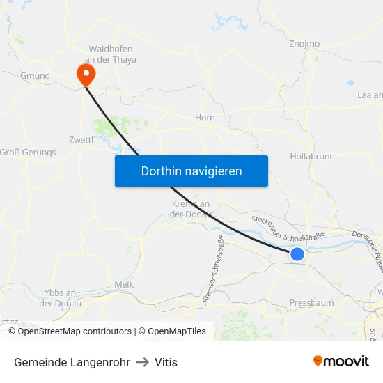 Gemeinde Langenrohr to Vitis map