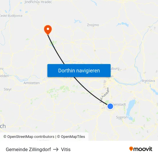Gemeinde Zillingdorf to Vitis map