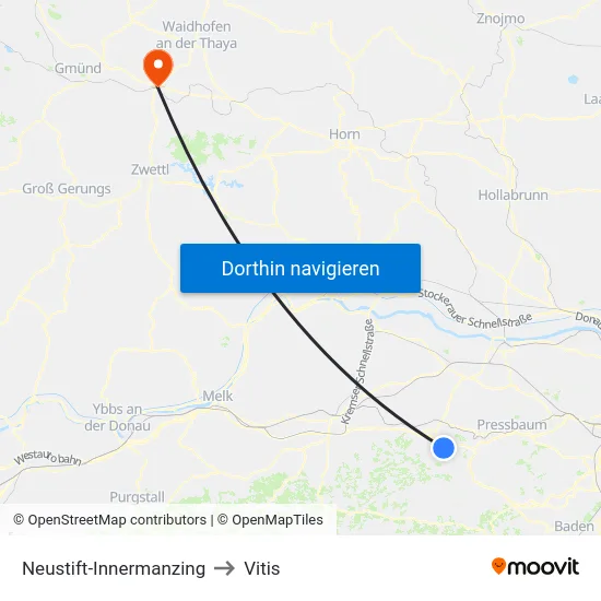 Neustift-Innermanzing to Vitis map