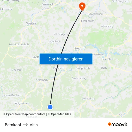 Bärnkopf to Vitis map