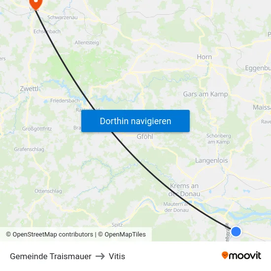 Gemeinde Traismauer to Vitis map