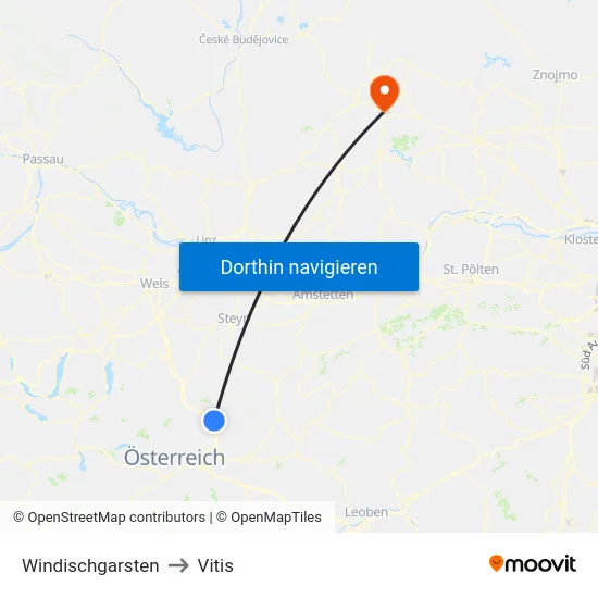 Windischgarsten to Vitis map