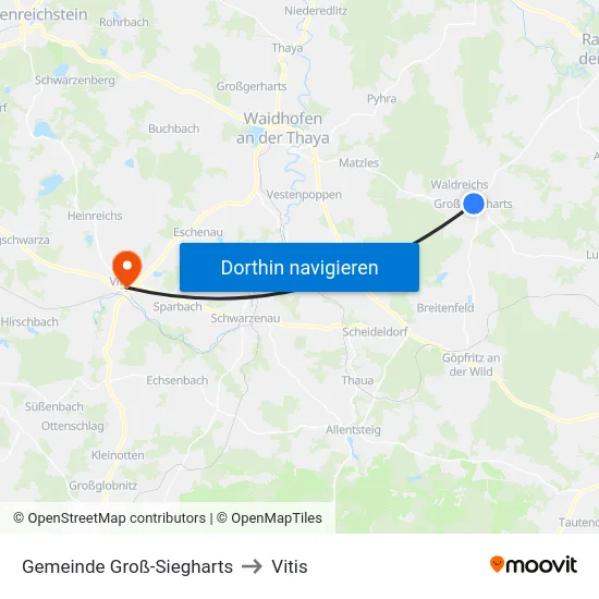 Gemeinde Groß-Siegharts to Vitis map