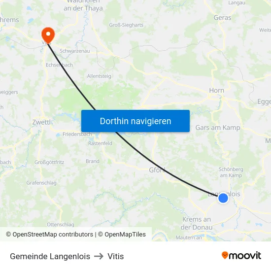 Gemeinde Langenlois to Vitis map
