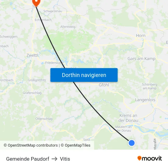 Gemeinde Paudorf to Vitis map