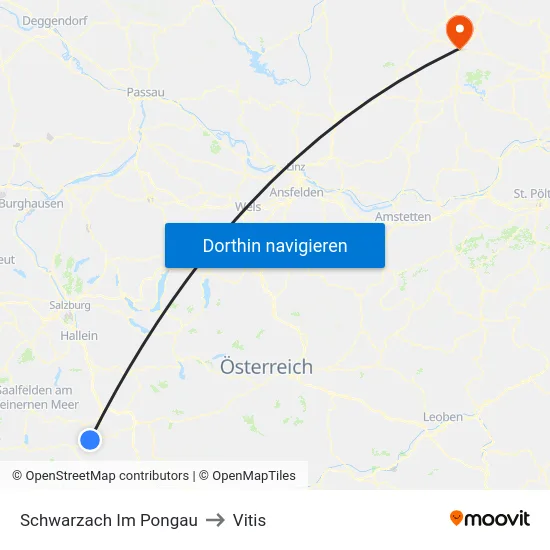 Schwarzach Im Pongau to Vitis map