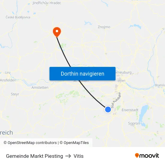 Gemeinde Markt Piesting to Vitis map