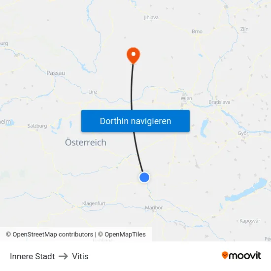 Innere Stadt to Vitis map